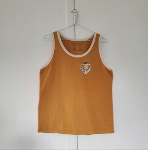 Patagonia 100% organic cotton yellow white graphic Dawn To Dusk tank top size M